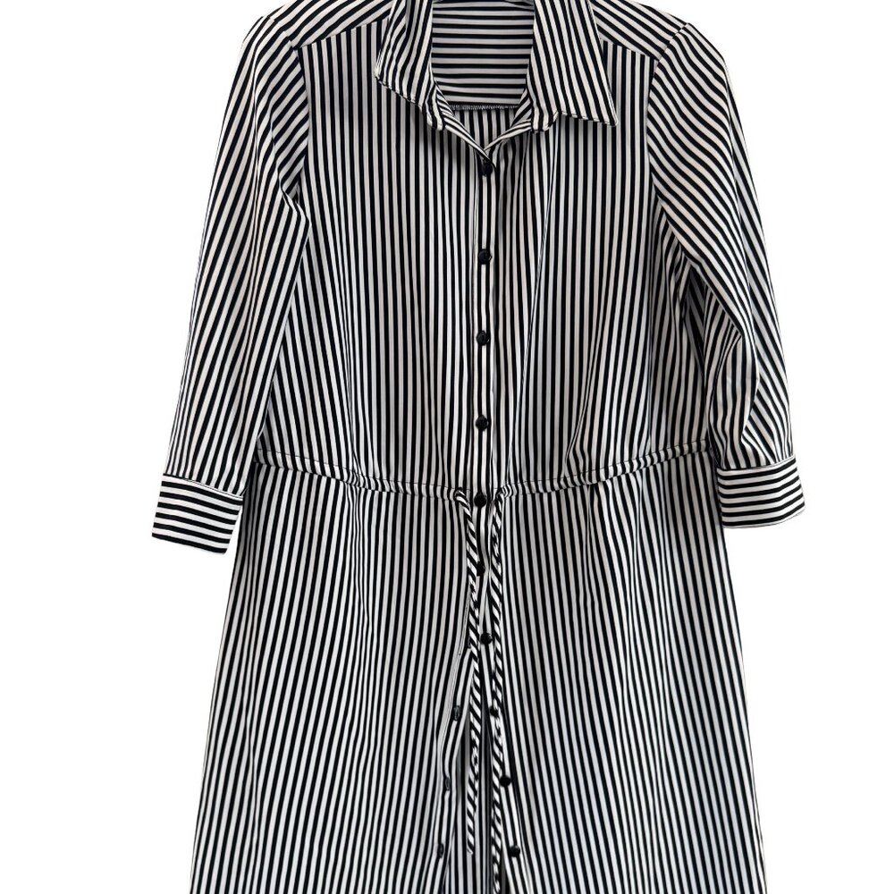 🖤🤍 Mile Gabrielle Striped Shirt Dress | Size Medium | Very Good Condition 🤍🖤